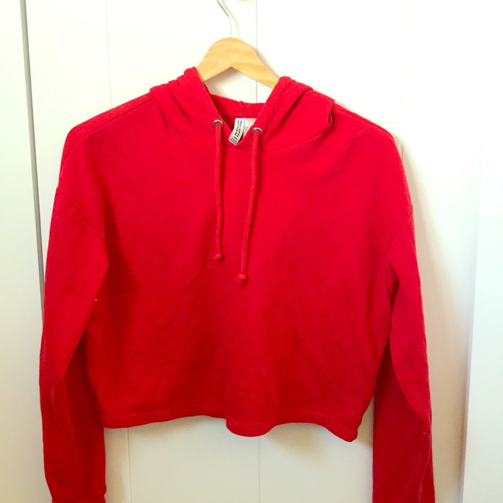 Cropped red hoodie
